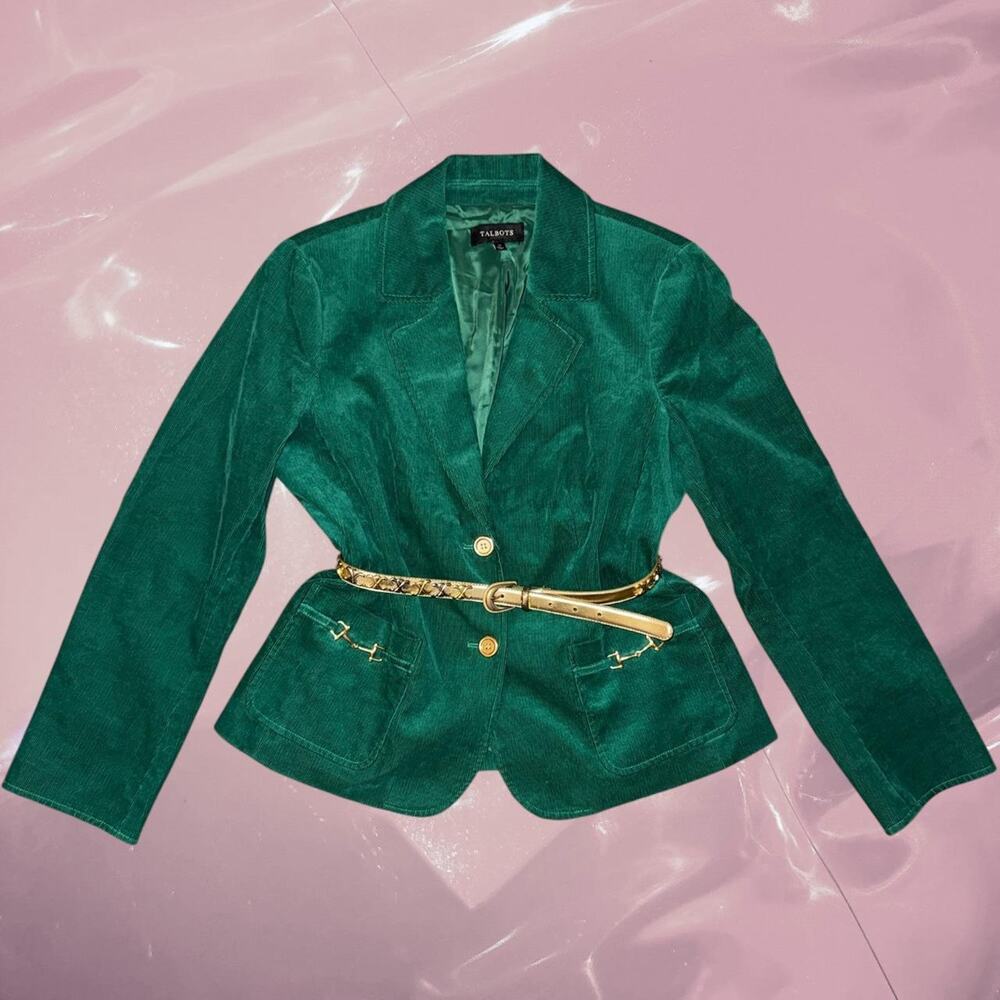 Vintage emerald green corduroy blazer